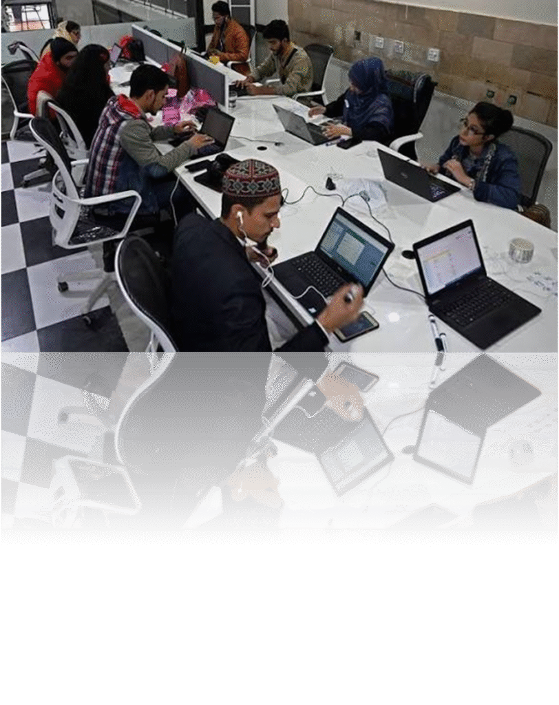 Nigerian people working in a call center