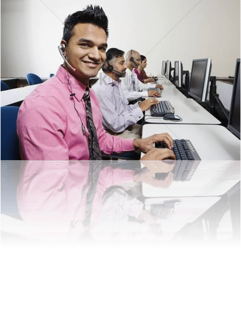 Boys working in call centre