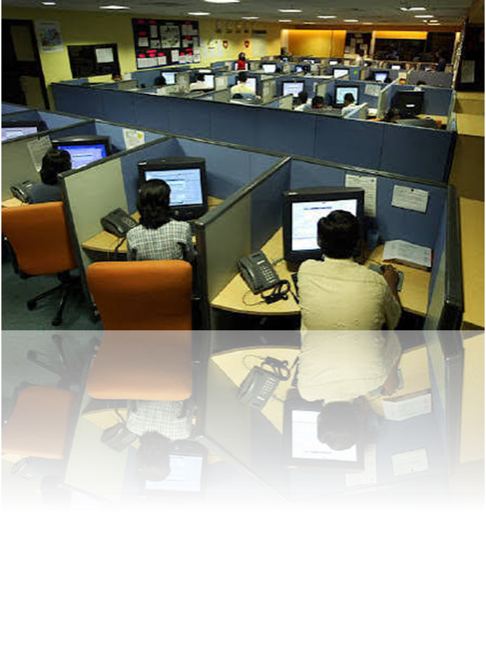 A call center environment and employee working